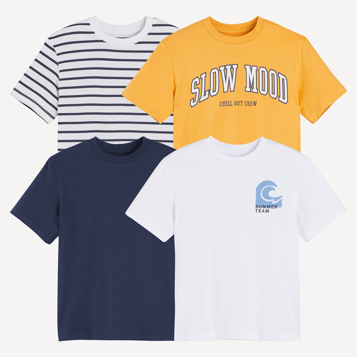 COLEÇÃO LA REDOUTE<br>Conjunto de 4 camisetas de gola redonda
