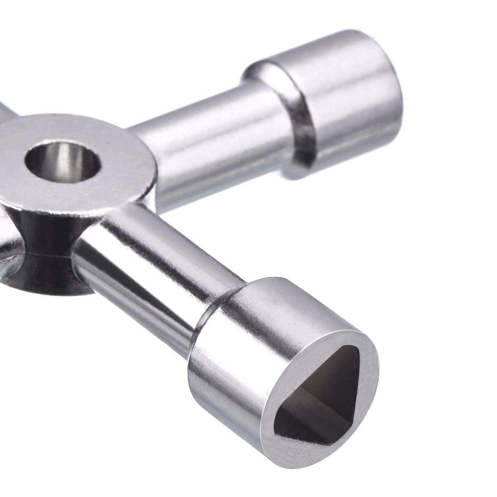 (Ø7cm) 4 Wege Universal Schlüssel Cross Key Dreikant/Vierkant Utilities Schaltschrankschlüssel - Silber
