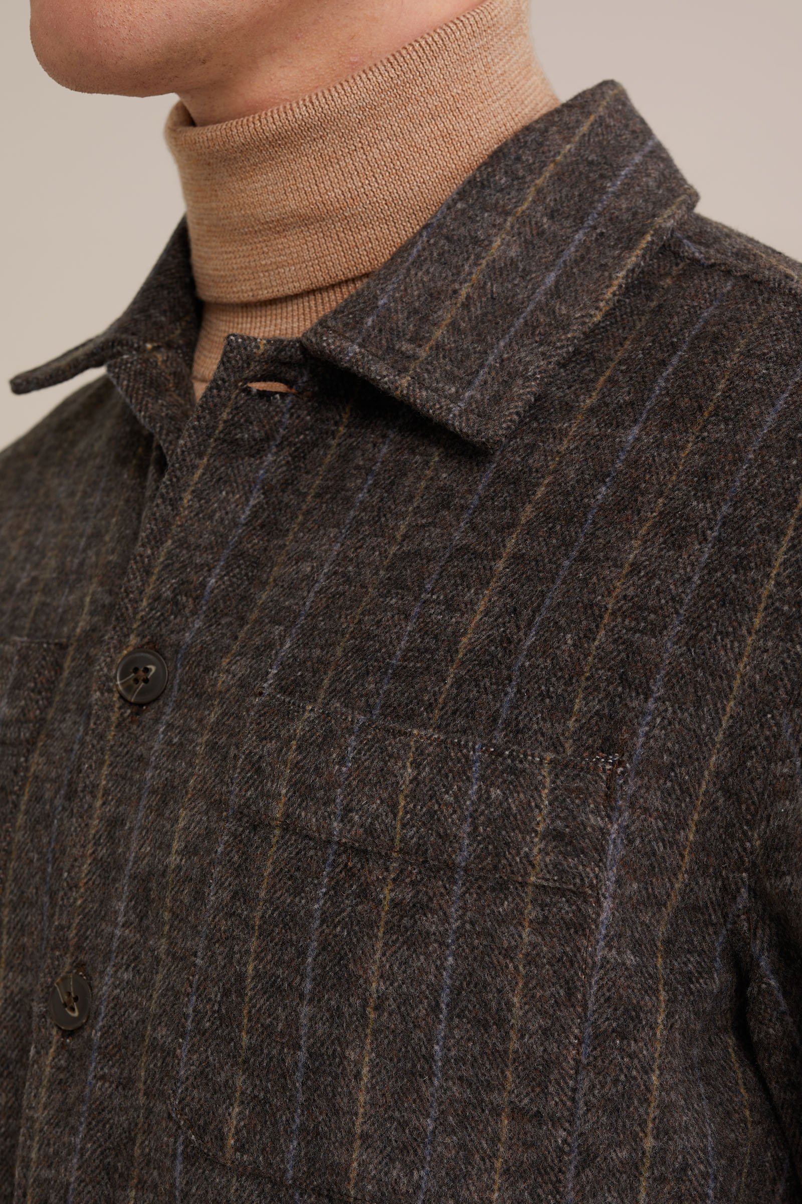 geweven overshirt met herringbone patroon Blue Ridge Donkergrijs