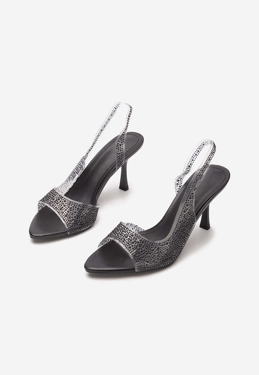 Sandales à talon fin noires Heide