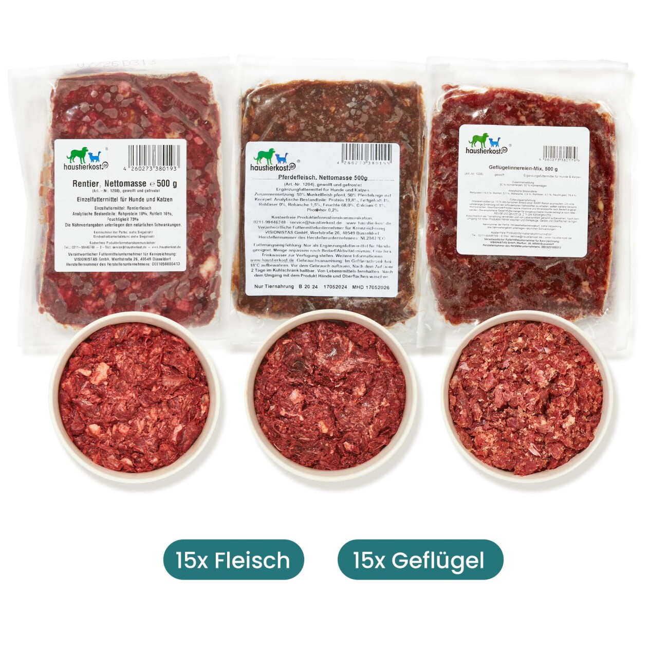 haustierkost.de Katze Allergie Frostfutter Menü 15 kg