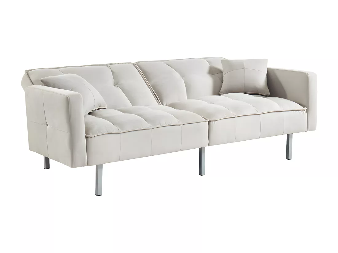 Canapé 3 places convertible clic-clac en tissu MINEY - Gris clair