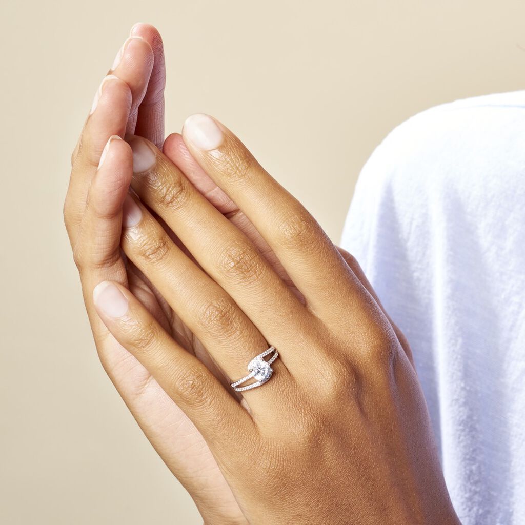 Bague Solitaire Maggy Argent Blanc Oxyde De Zirconium