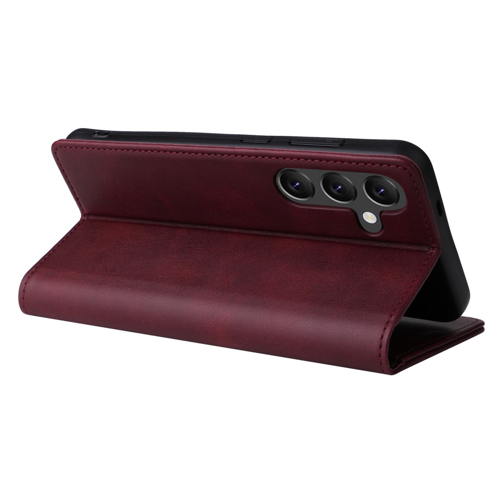 Samsung Galaxy A56 Leder Tasche Flip Wallet Etui mit Kartenfächern (RFID Schutz) - Dunkelrot