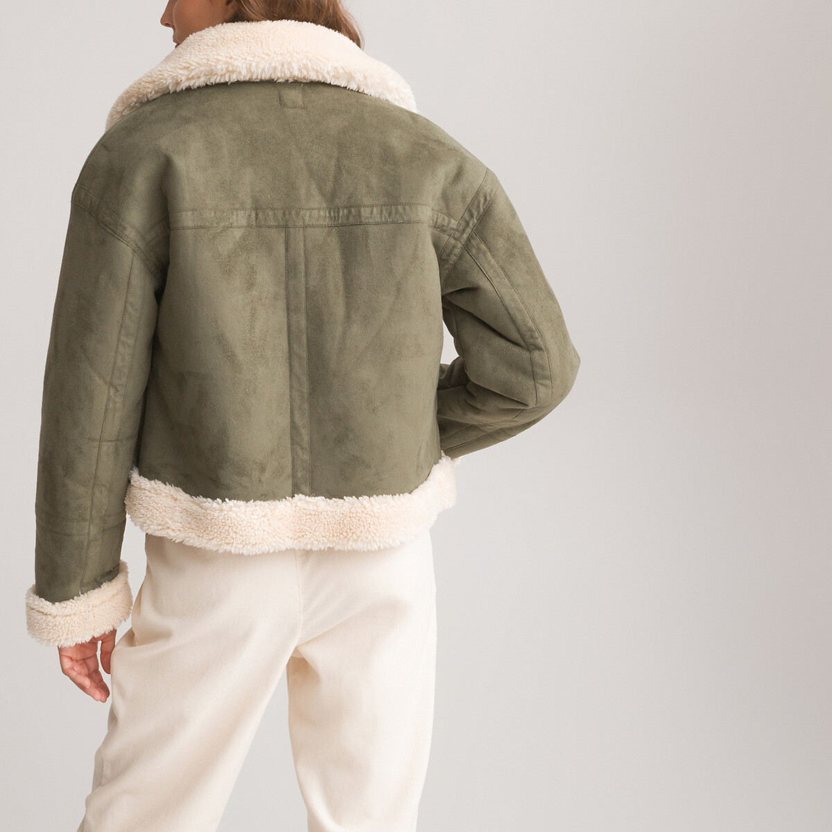 COLEÇÕES LA REDOUTE<br>Casaco de couro sintético, forrado com sherpa