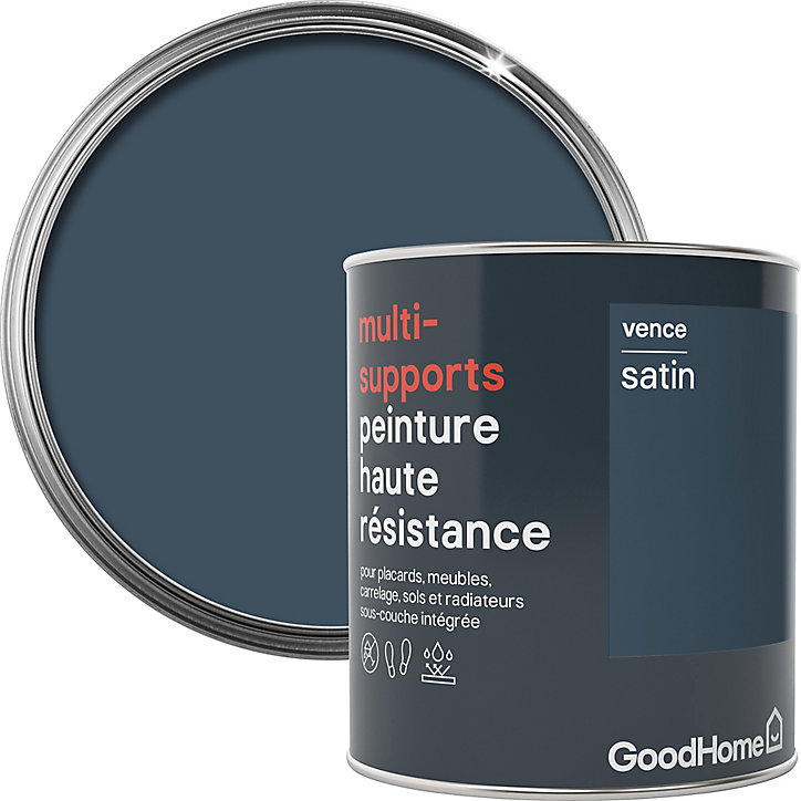 Peinture haute résistance multi-supports GoodHome bleu Vence satin 0,75L