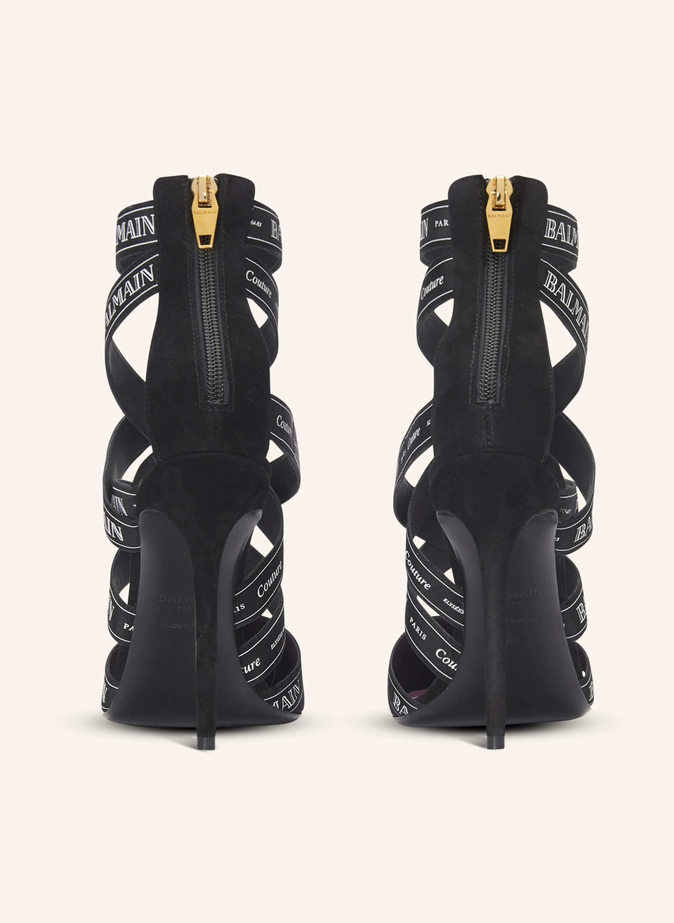 BALMAIN Sandalen Couture aus Wildleder mit Balmain Band-Muster