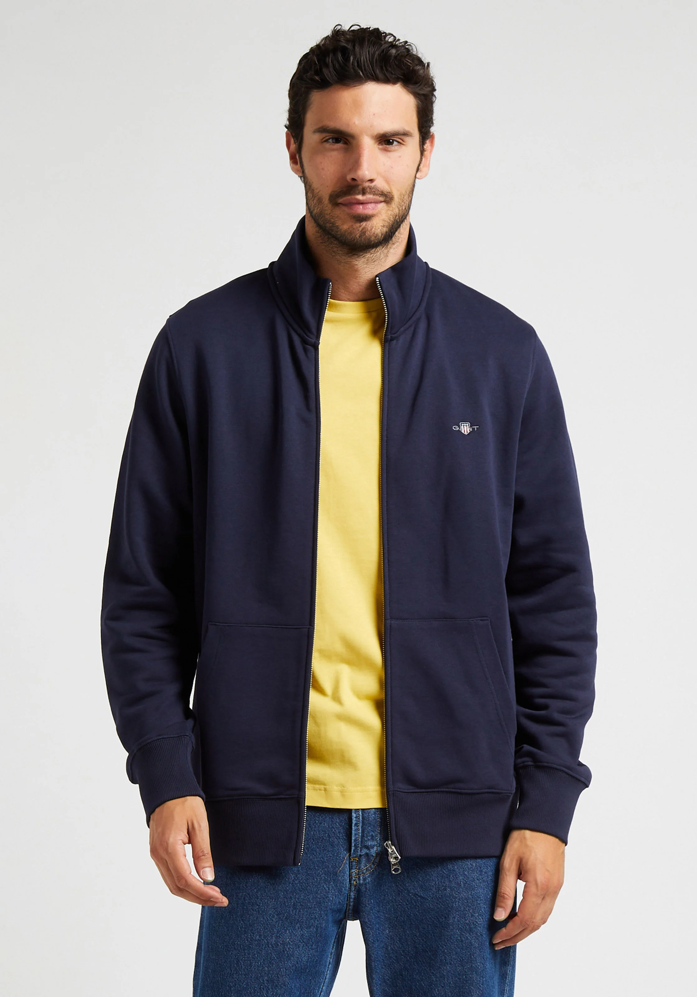 Sweat regular-fit col montant en coton mélangé | Bleu