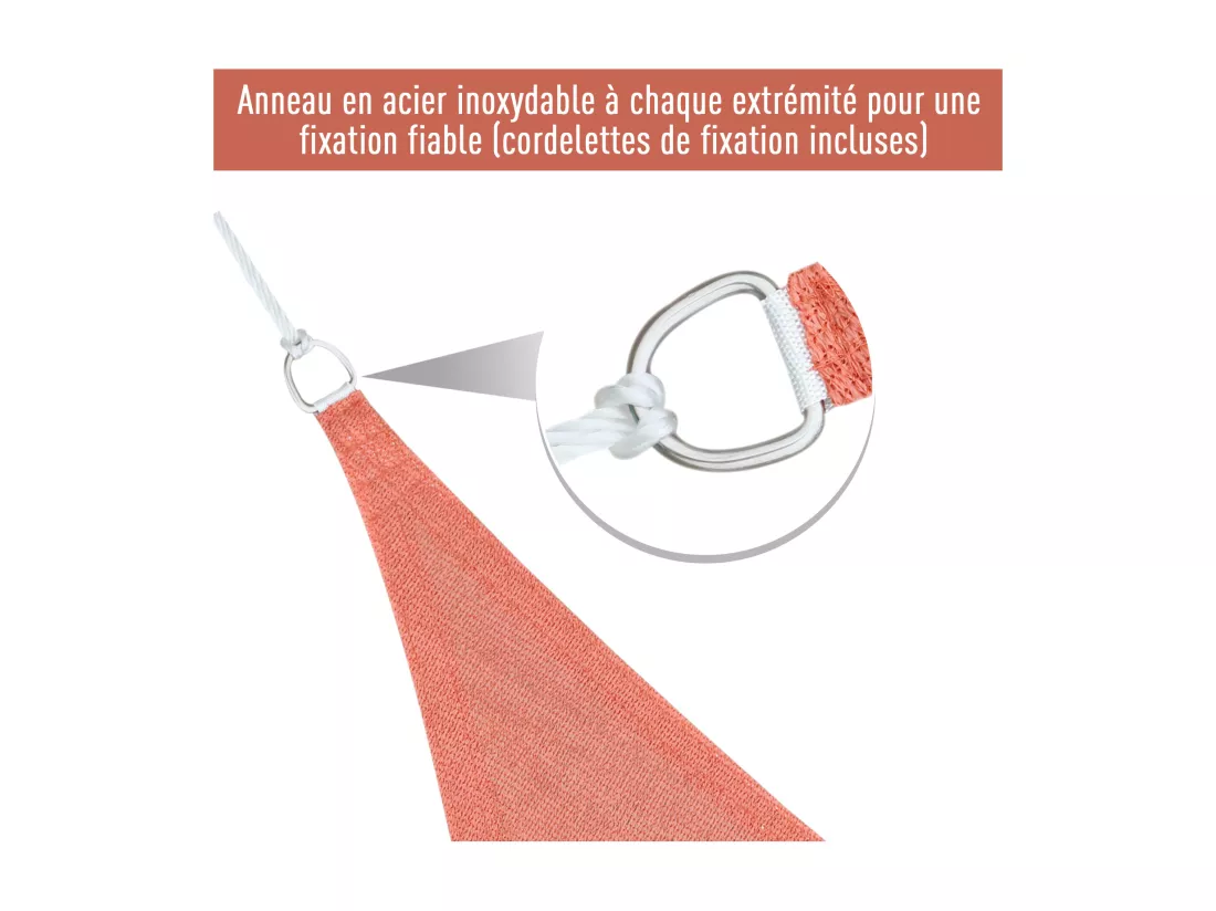 Voile d'ombrage triangulaire grande taille 6 x 6 x 6 m polyéthylène haute densité résistant aux UV rouge