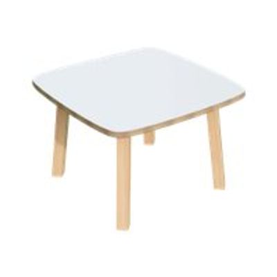 Table basse WOODY - L60 x H40 x P60 cm - plateau blanc