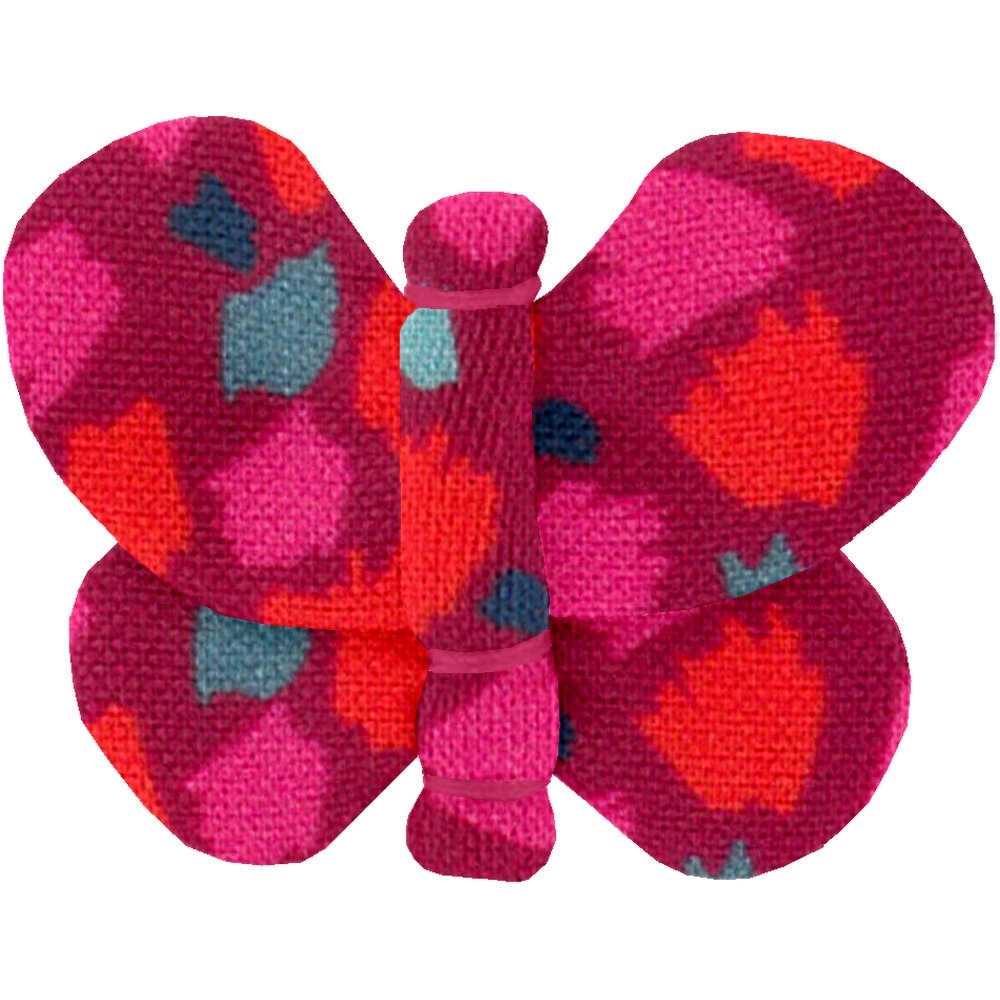 Barrette Petit Papillon Pompons Cerise