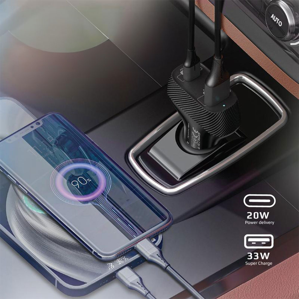 (33W) DriveGear USB C / USB A Auto Ladegerät Netzteil Power Delivery (DRIVEGEAR-33W) - Schwarz
