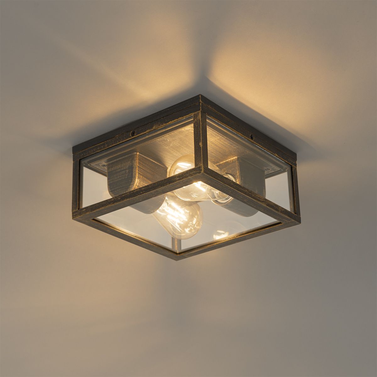 Vintage plafondlamp antiek goud IP44  2-lichts - Charlois