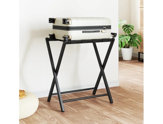 VIDAXL - Chariot de service de bagage Porte-bagages noir 68,5x38x58 cm bambou