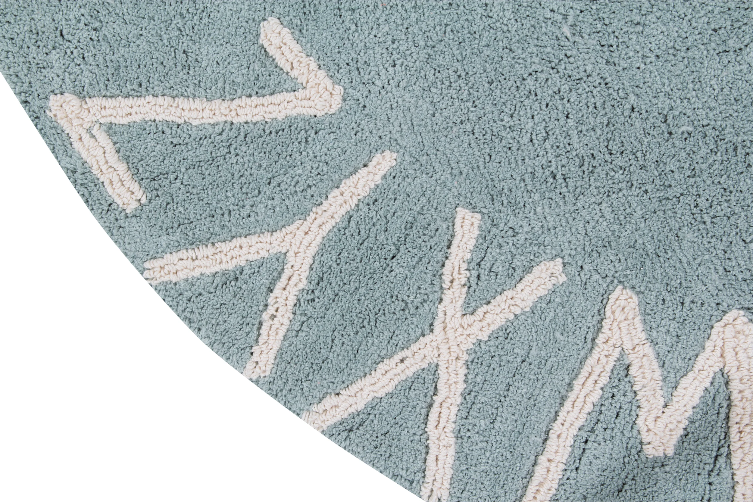 ABC - Tapis rond lavable en coton | Bleu