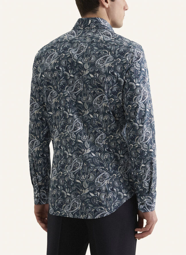 Seidensticker Business Shirt Slim Long sleeve Kent-Collar Print Turquoise