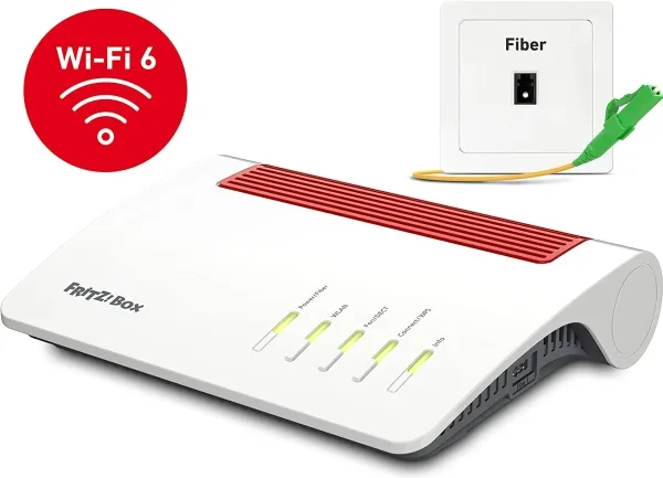 AVM FRITZ!Box 5590 Fiber - Trådløs router - mesh - GPON-terminal/stemmekort 1GbE, 2.5GbE, GPON, AON - Wi-Fi 6 - Dual Band - VoIP telefon adapter (DECT)