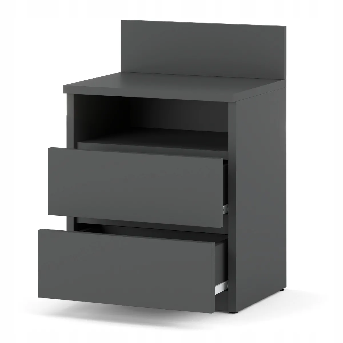 Table de Chevet Gris - 2 Tiroirs - 40 cm