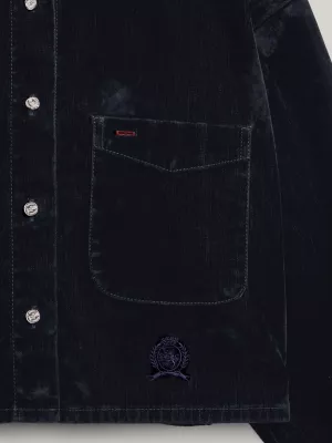 Camisa cropped de veludo jeans Crest