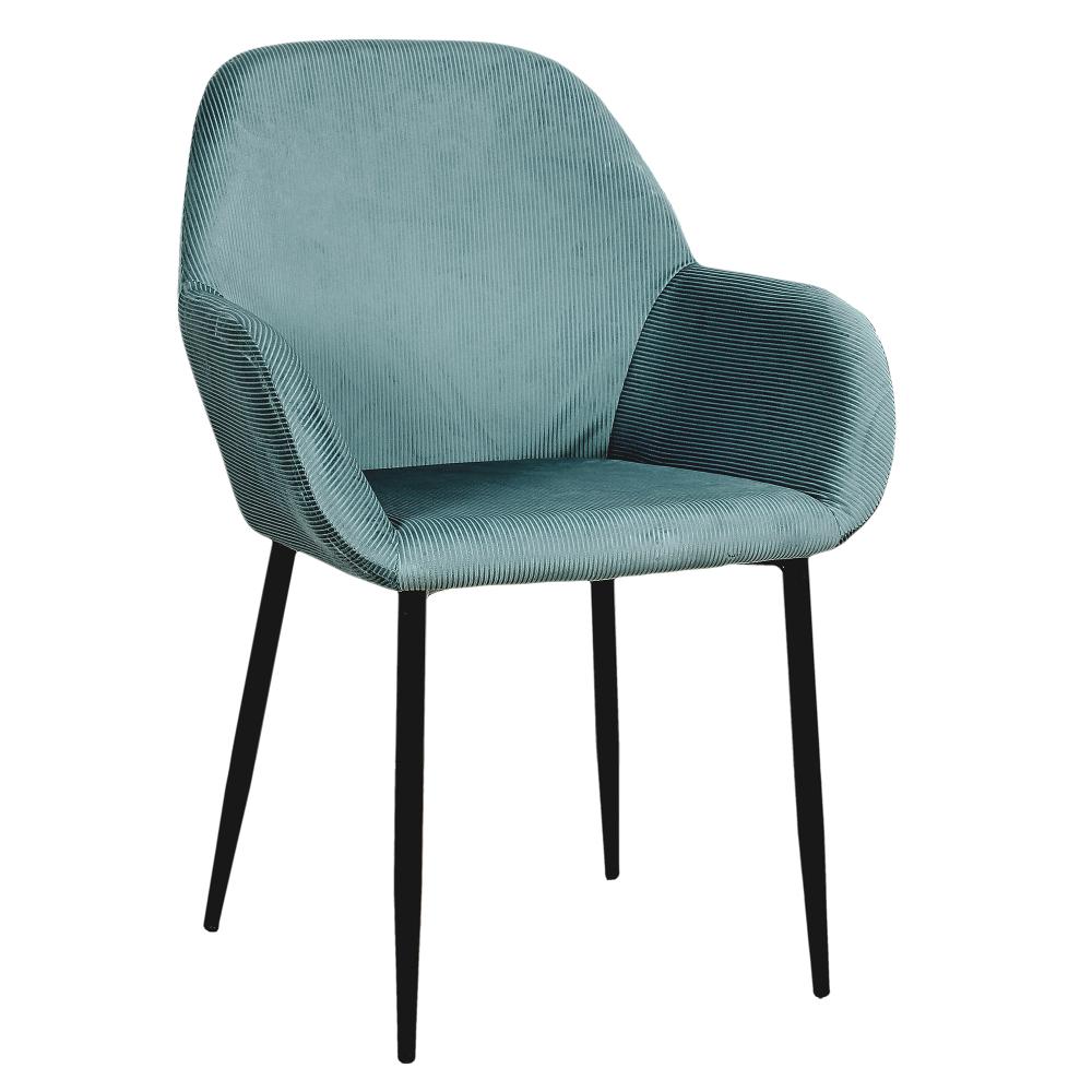 FAUTEUIL GIULIA BLEU CANARD VELOURS COTELE