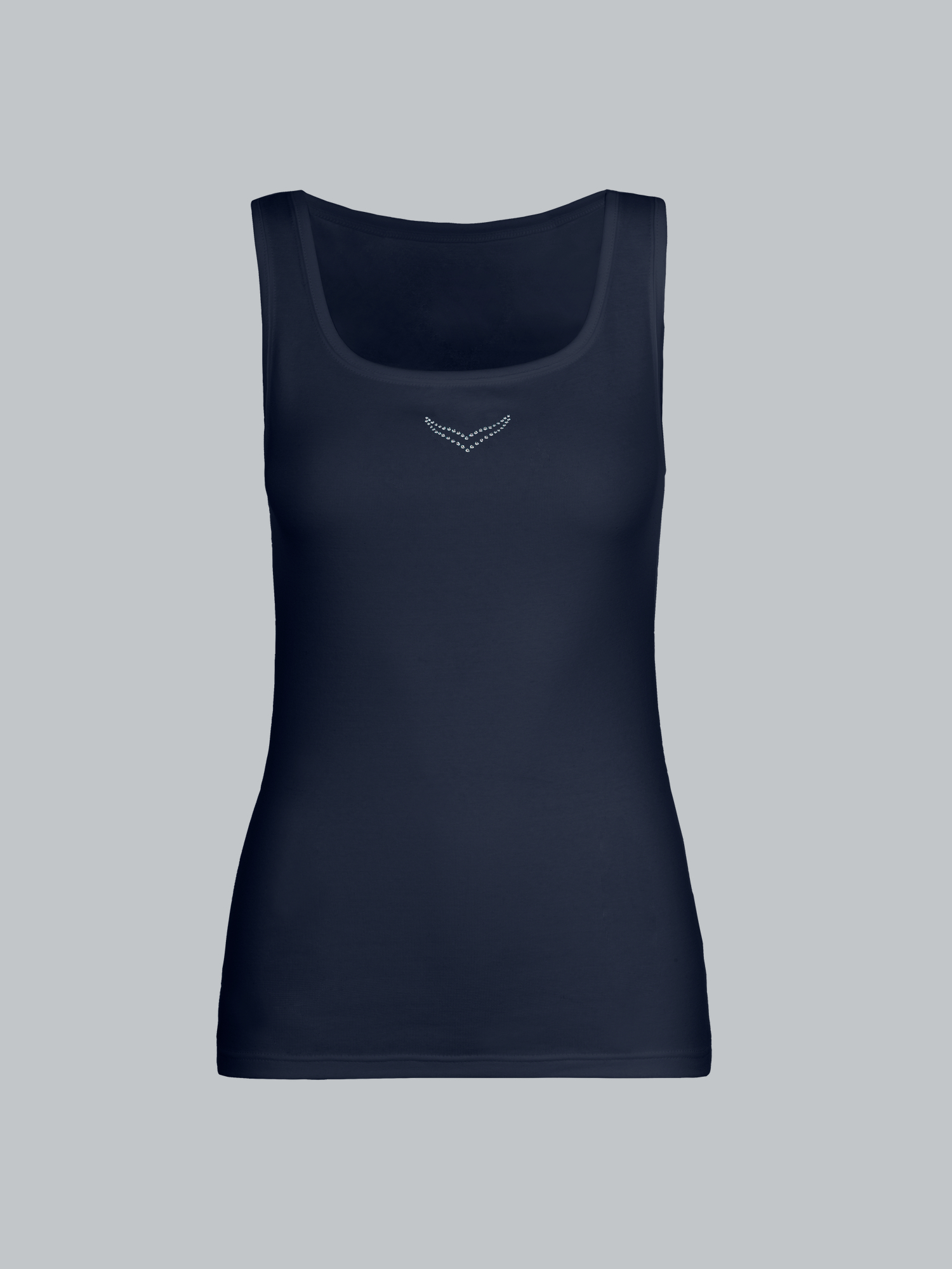 Trägershirt mit Kristallsteinen Navy