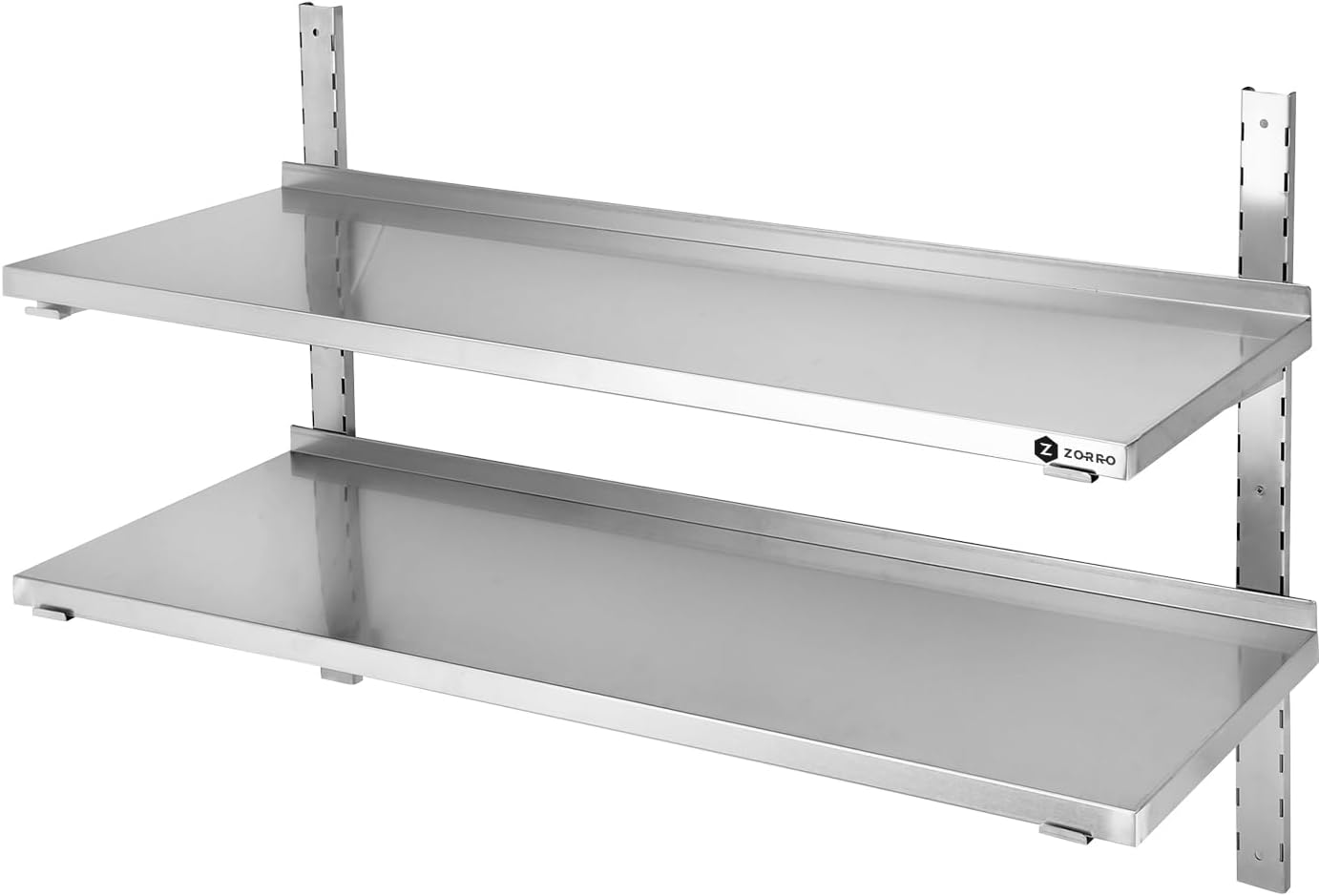 ZORRO Wandbord ZWB 140/40 | Edelstahl Wandregal | 1400x400x350 mm | 2 Böden | Gastro Wandmontage