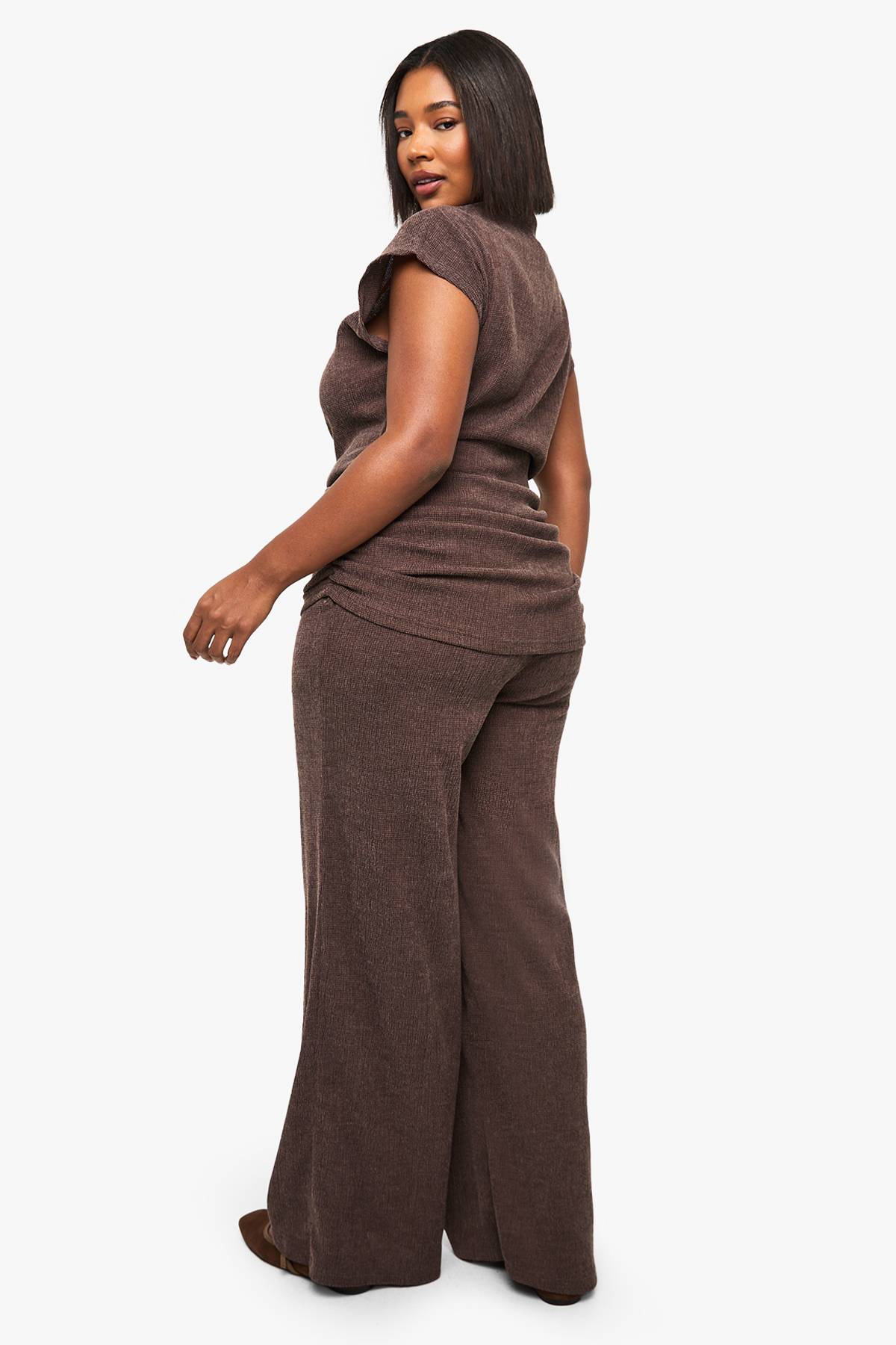 boohoo Pantalon Large Texturé Grande Taille