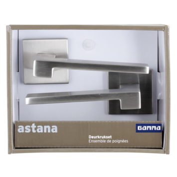 Gamma deurkruk set Astana vierkant rozet RVS