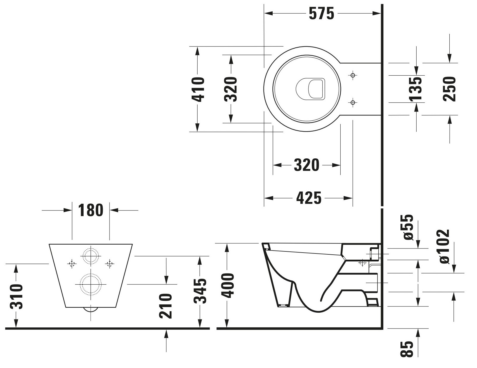 Duravit Starck 1 hangend toilet wit glans
