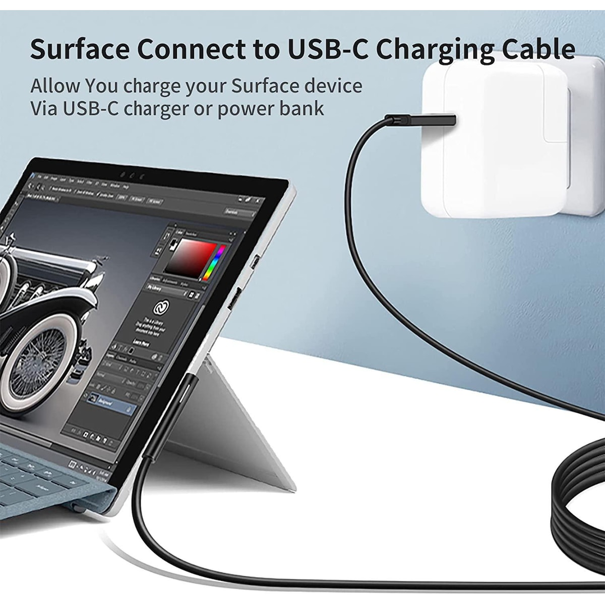 NÖRDIC 1m Ladekabel for Microsoft Surface 15V3A 45W
