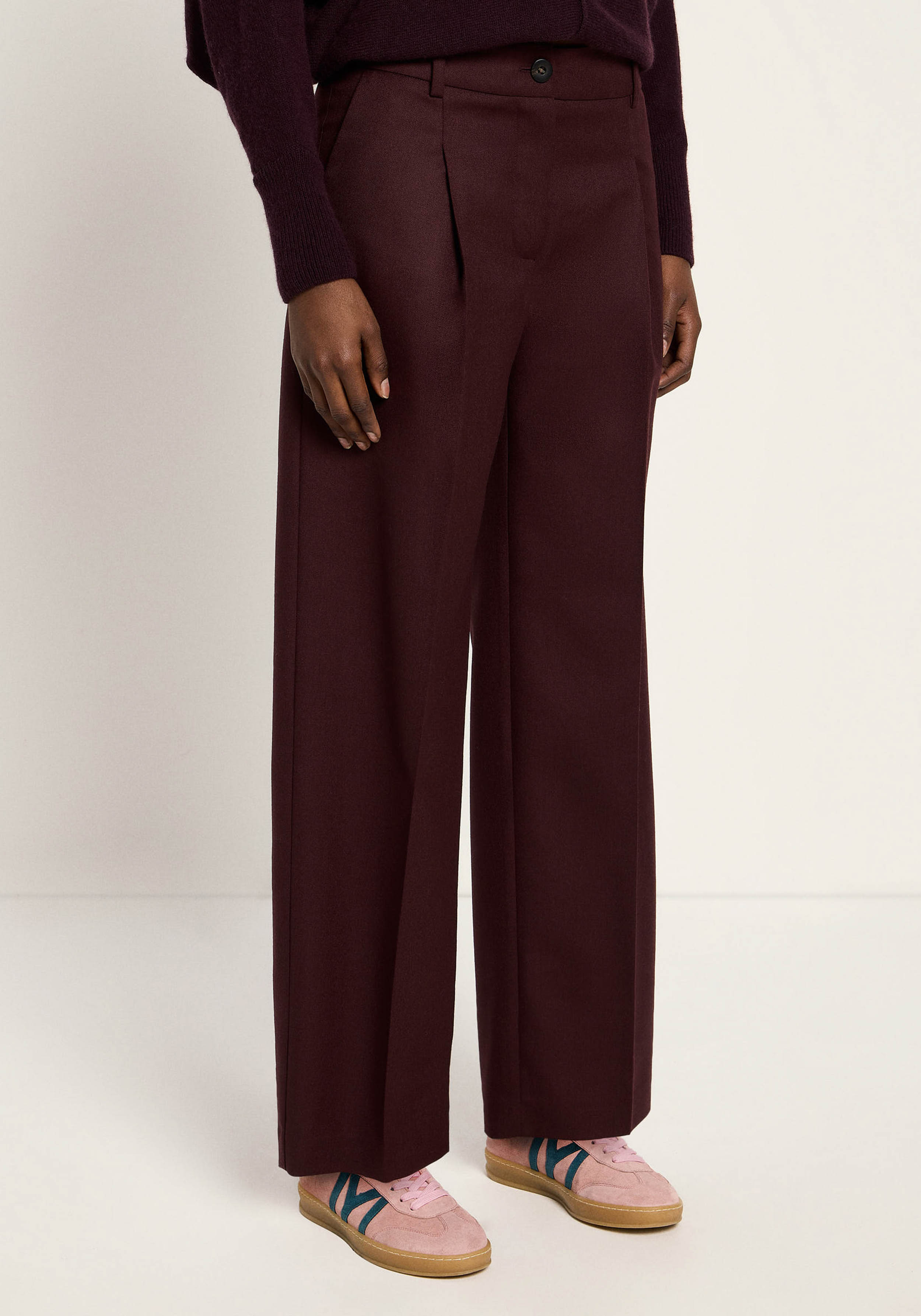 Lanius Hose mit Bundfalte Bordeaux