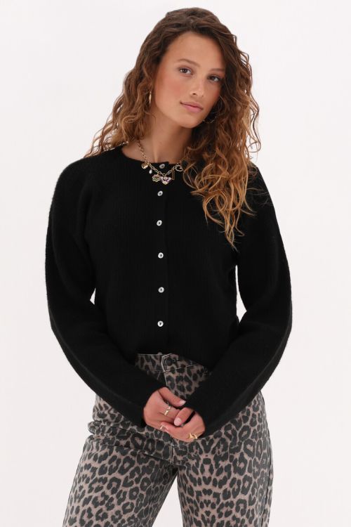 Zwart knitted vestje met kleine knoopjes