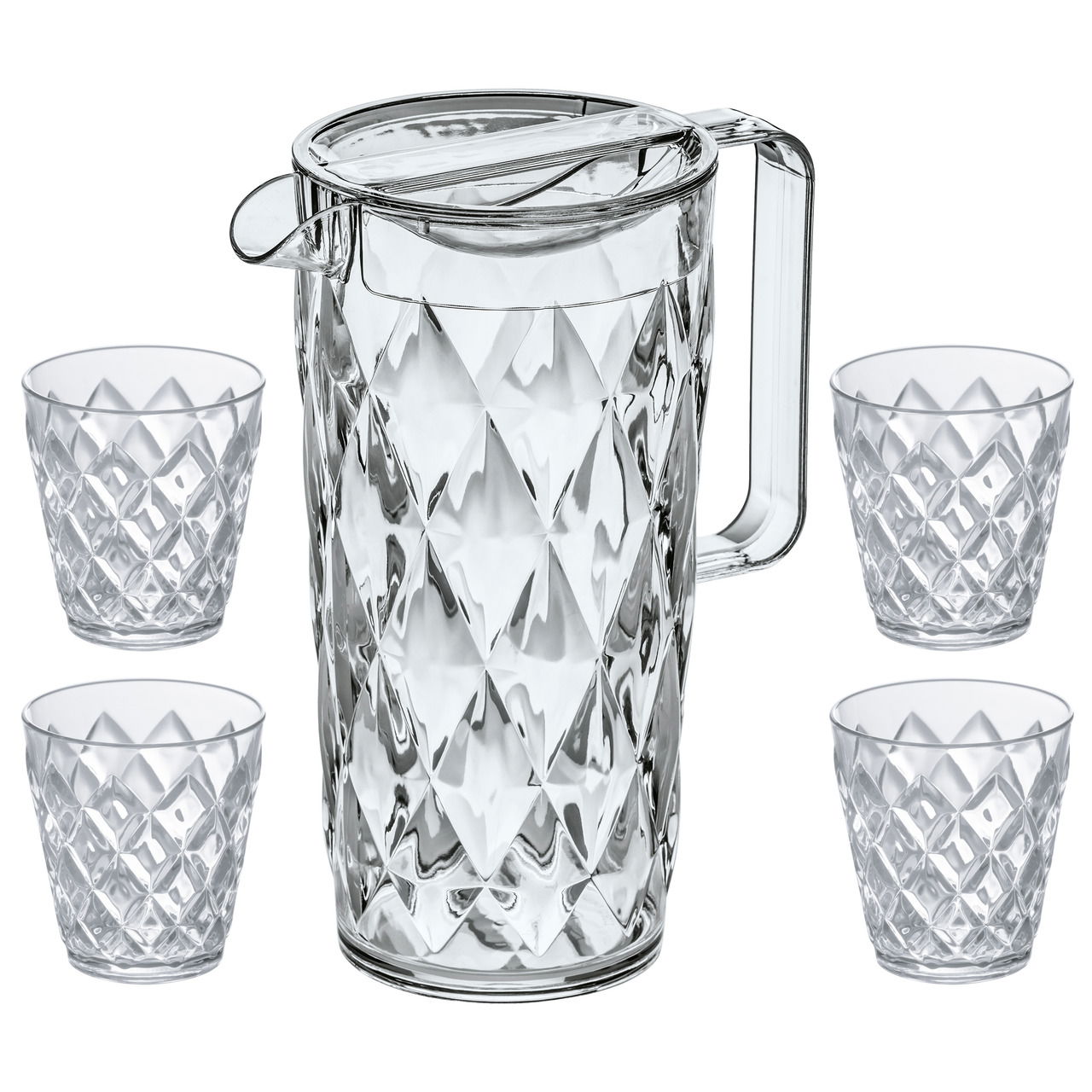 Koziol Karaffe inkl. 4 Gläsern CRYSTAL