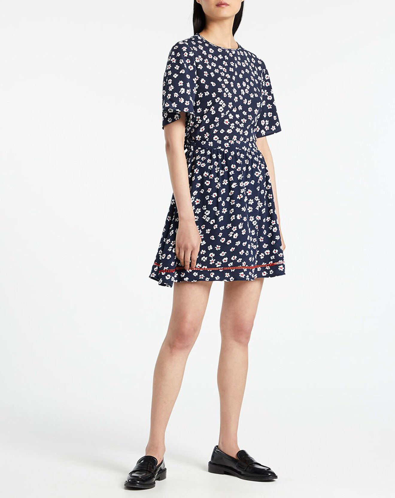 Tommy Jeans Jupe fluide à fleurs bleu marine