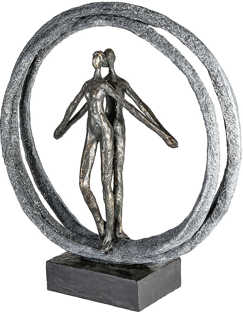 Casablanca by Gilde Dekofigur »Skulptur Paar im Ring, bronzefarben/schwarz« bronzefarben/grau/schwarz, Polyresin