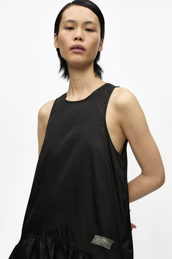 Ganni Duchesse Nylon Midi Dress Black