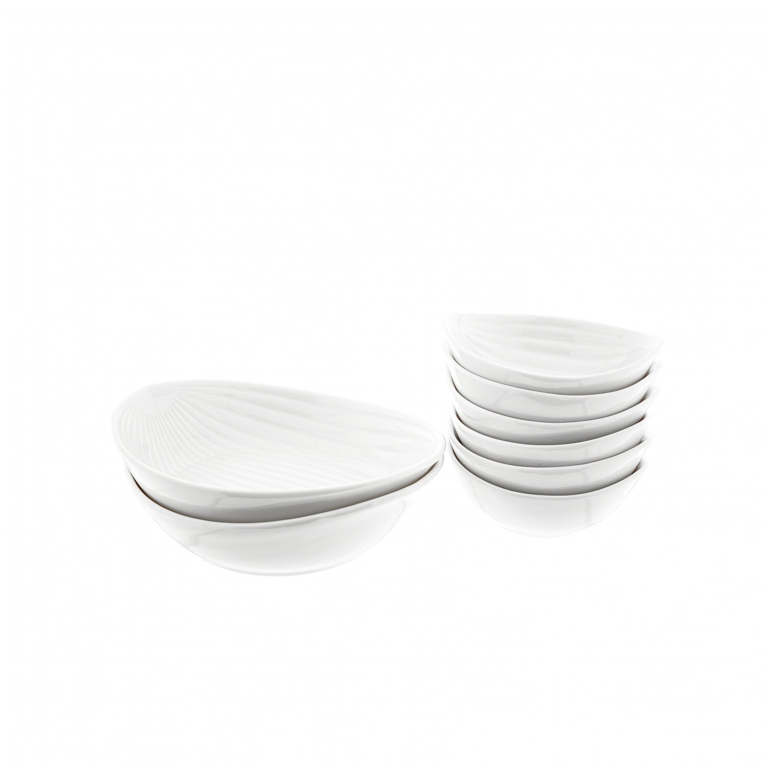 Sunay 8 Teiliges Snackschalen-Set in Weiß aus Porzellan