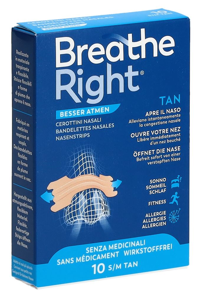BREATHE RIGHT Nasenpflaster TAN<br>10 Stück, S/M