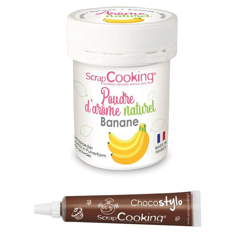 Arôme alimentaire naturel en poudre banane + Stylo chocolat Scrapcooki