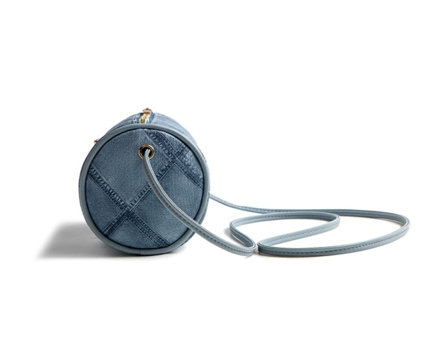 Gege Bear - Mini cilindrische tas met denimpatroon