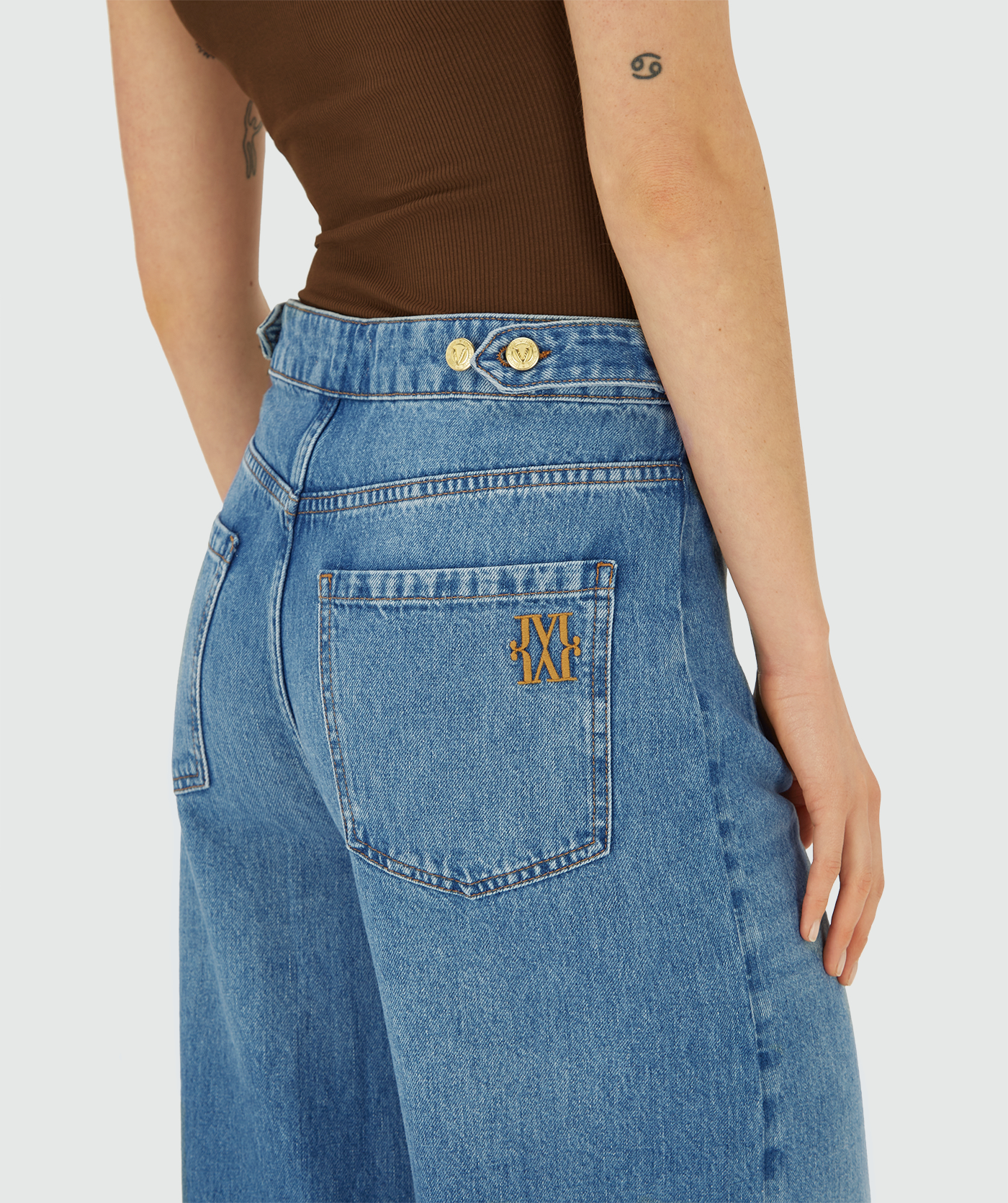 RUMO high waisted wide leg jeans - dark blue denim