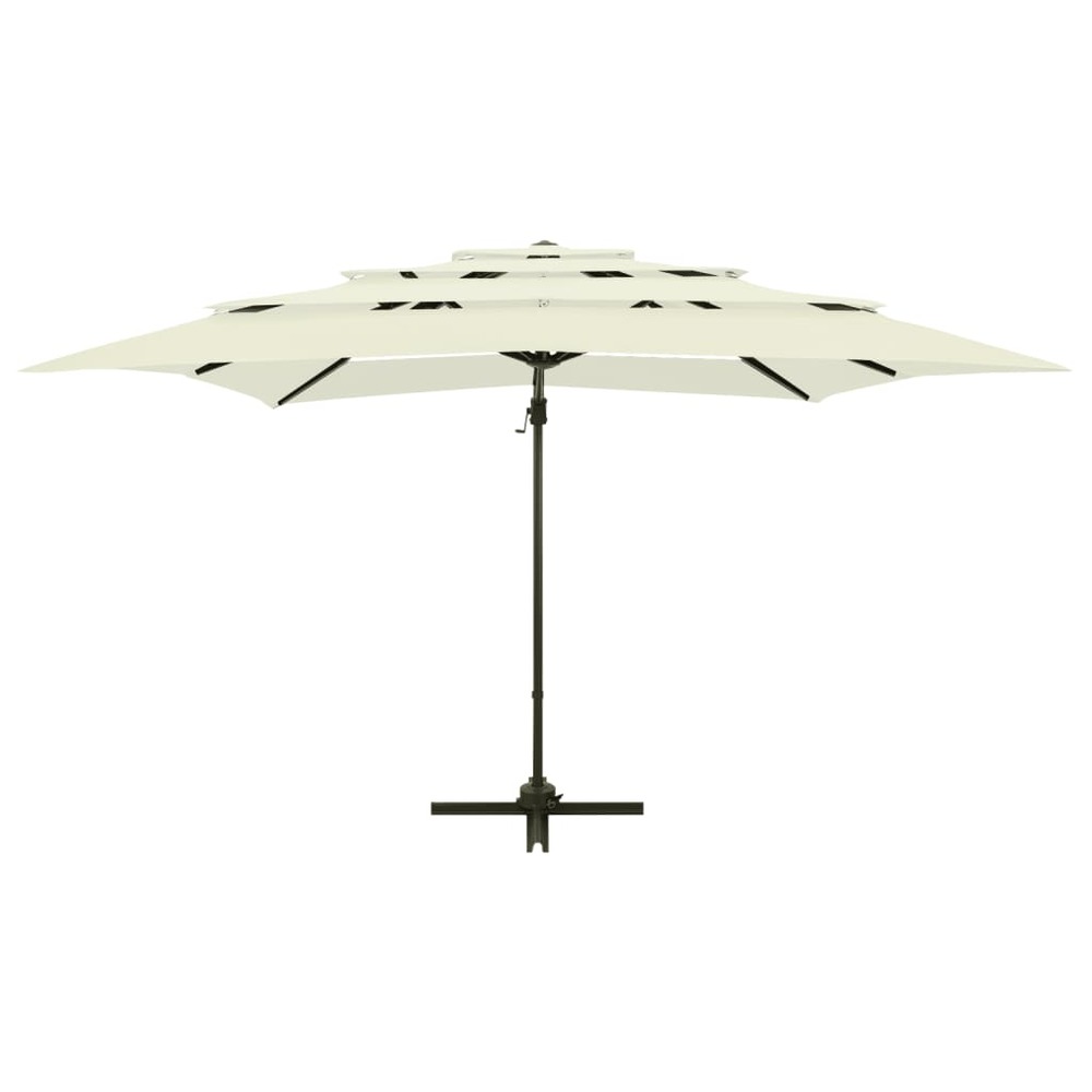 Parasol mobilier de jardin à 4 niveau x avec mât en aluminium 250 x 250 cm sable