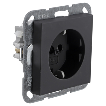 Gira E2 Inbouw Enkel Geaard Stopcontact Mat Zwart