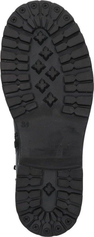 Braqeez 423559-589 Meisjes Biker Boots - Zwart - Leer - Gesp Met Rits