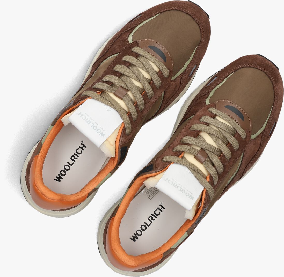 bruine woolrich lage sneakers retro sneaker man camoscio