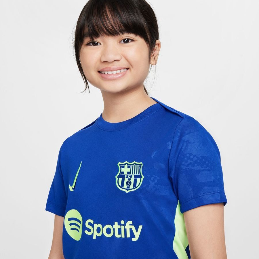 FC Barcelone T-shirt d'Entraînement Dri-FIT Academy Pro Avant-Match 3ème - Bleu Royal/Vert Enfant