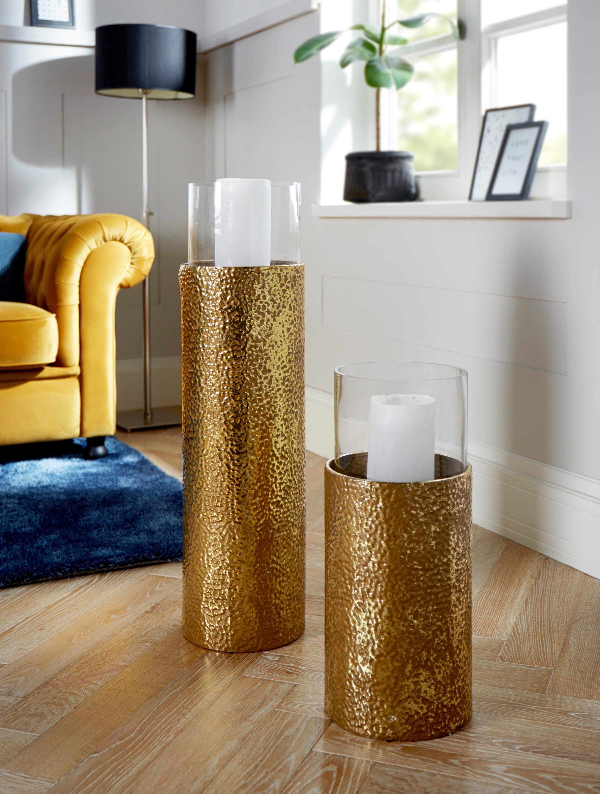Home affaire Windlicht Bodenwindlicht, aus Metall, mit Glaseinsatz, ideal für Stumpenkerzen