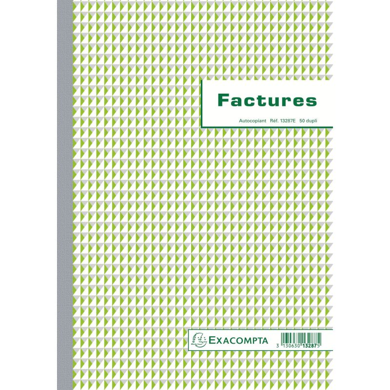 Cahier de facture Manifold Exacompta A4 50 pages autocopiant double exemplaires