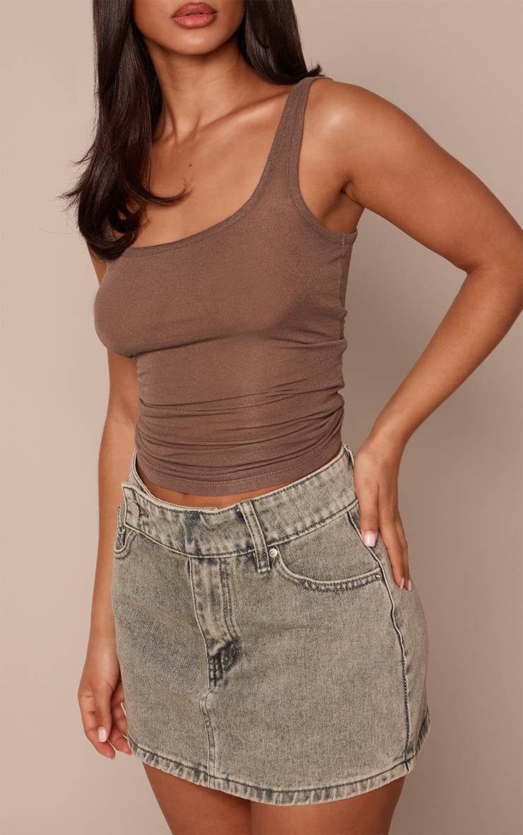 Délavage Vintage Jupe Mini En Denim Petite