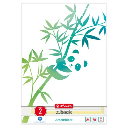 Herlitz Arbeitsblock A4 GREENline 50 Blatt Lineatur 02 Motiv Panda